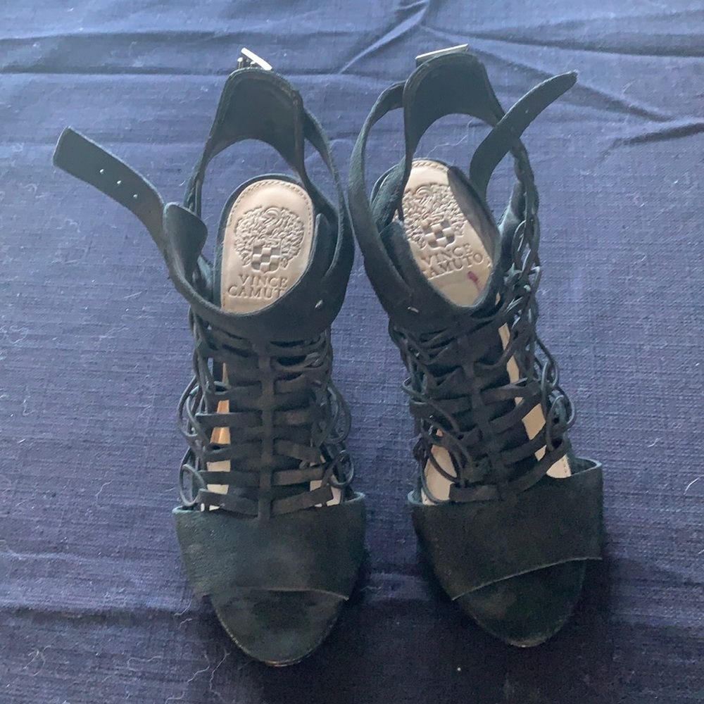 Strappy black heels